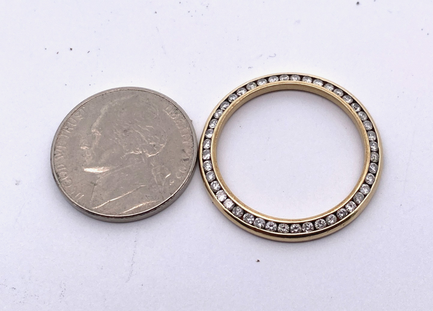 Custom 10k Yellow Gold Aftermarket Diamond Encrusted Channel Set Watch Bezel