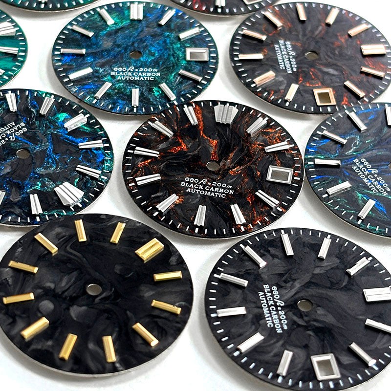 Red Orange Lava Carbon Fiber Blue Lume NH35 NH38 Movement 28.5mmNH34 Custom Logo