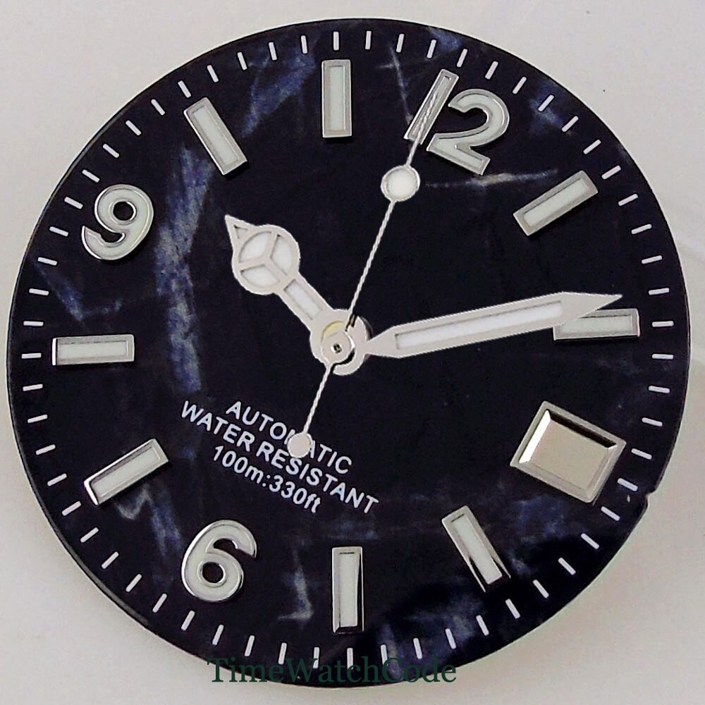 29mm Luminous Watch Dial Face Fit for NH35A NH36A Black Blue Green Date Window