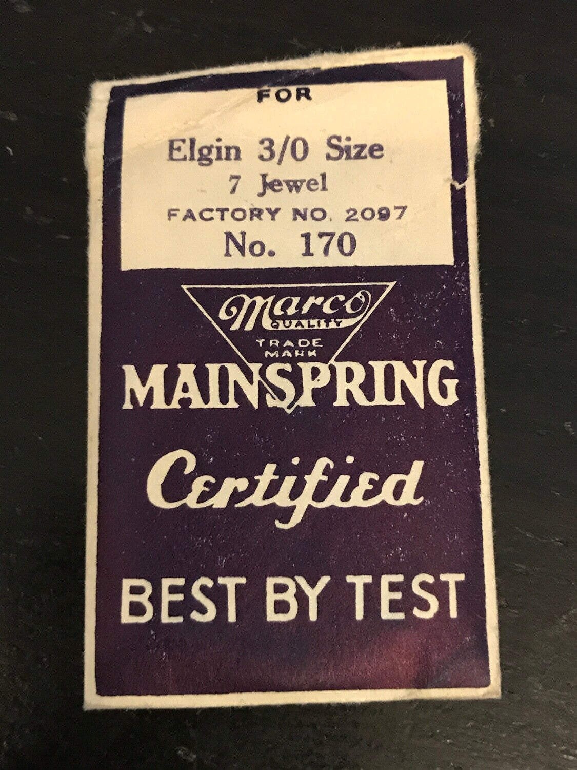 Marco Mainspring #170 for 0s & 3/0s Elgin movements No. 2097 – Steel