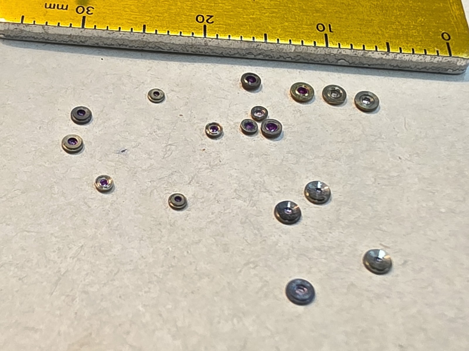 Lot Of 17 Elgin Bracelet Watch Balance Hole Jewels With A Mix Of Sizes