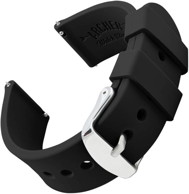 Archer Watch Straps – Soft Silicone Quick Release Watch Bands 22mm Black