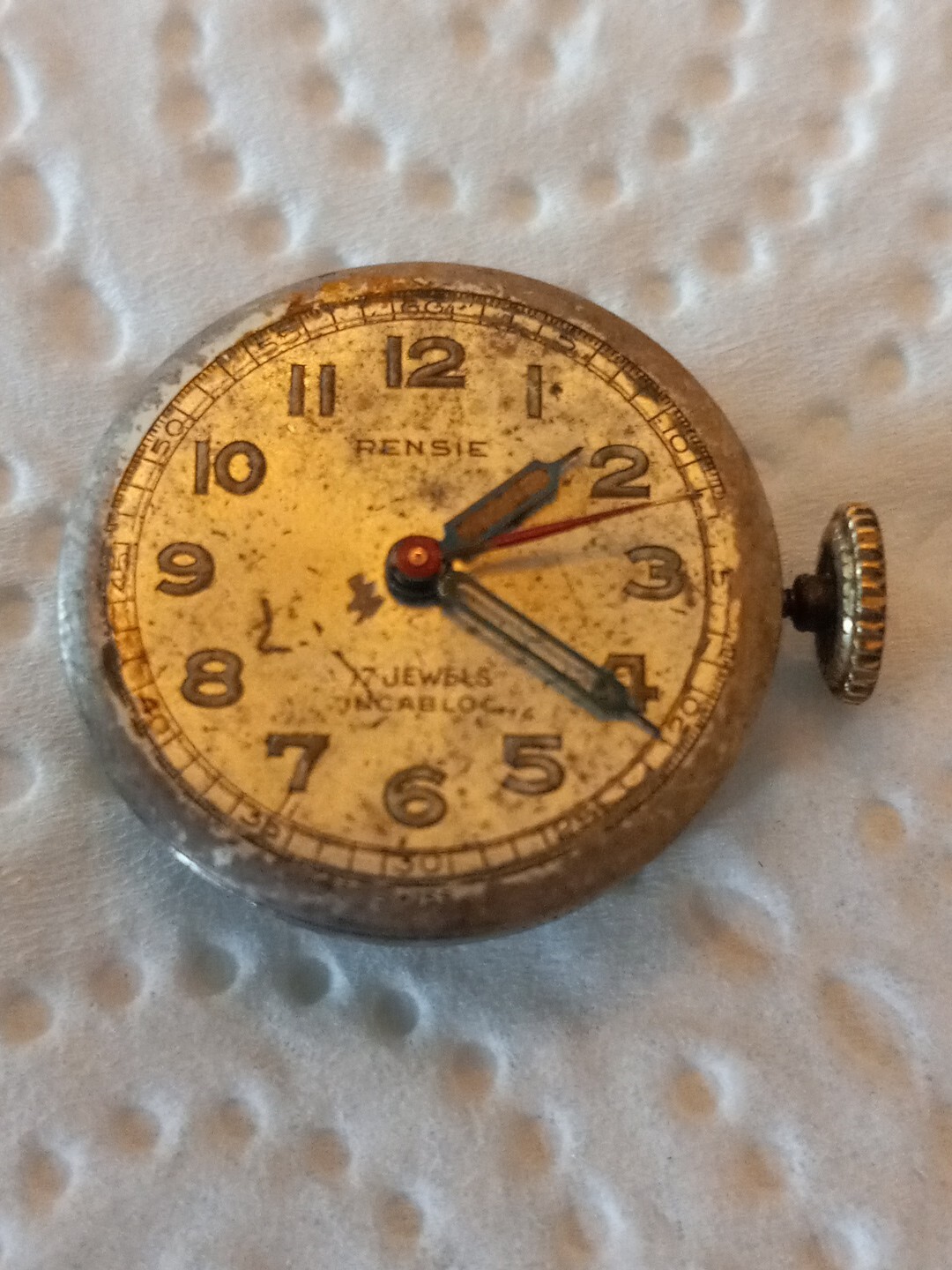 Vintage RENSIE Military Watch 17J 19.6mm watch RUNS