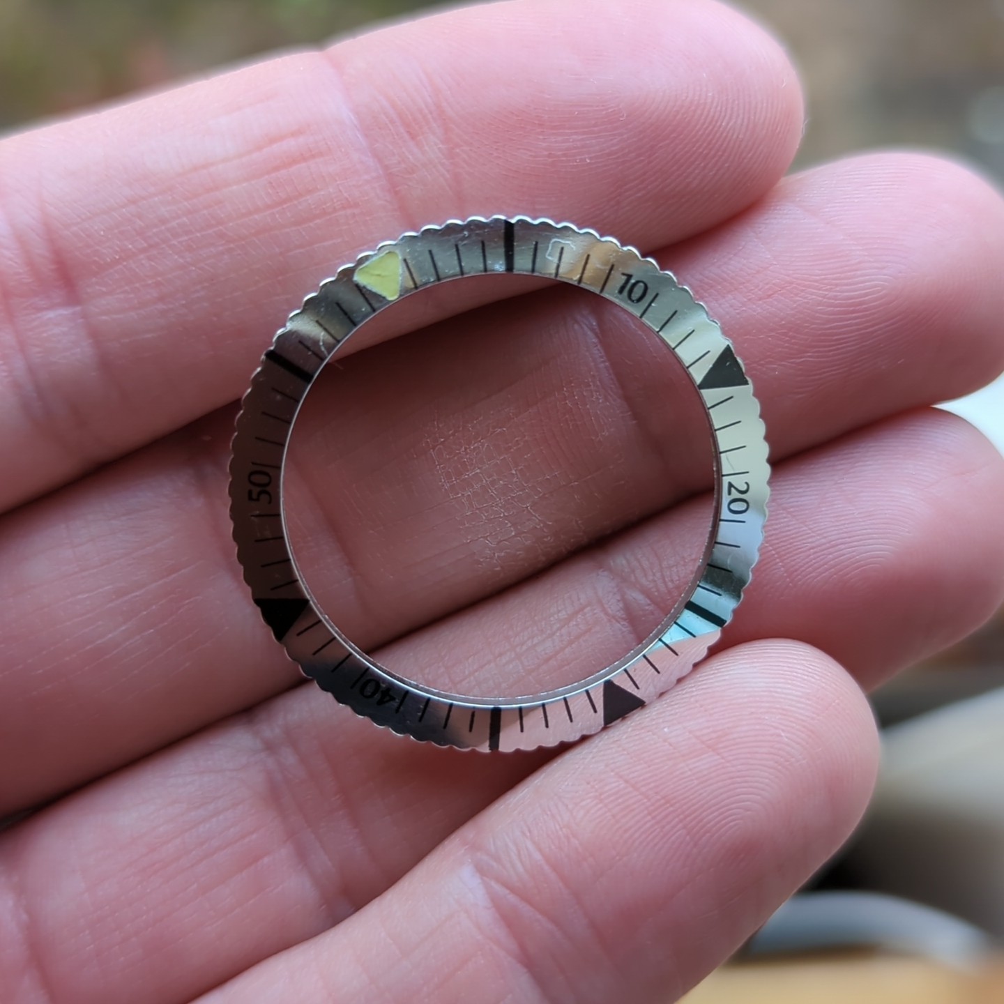 1960s Silver Divers Watch Bezel 35.5mm NOS Part (Y7)