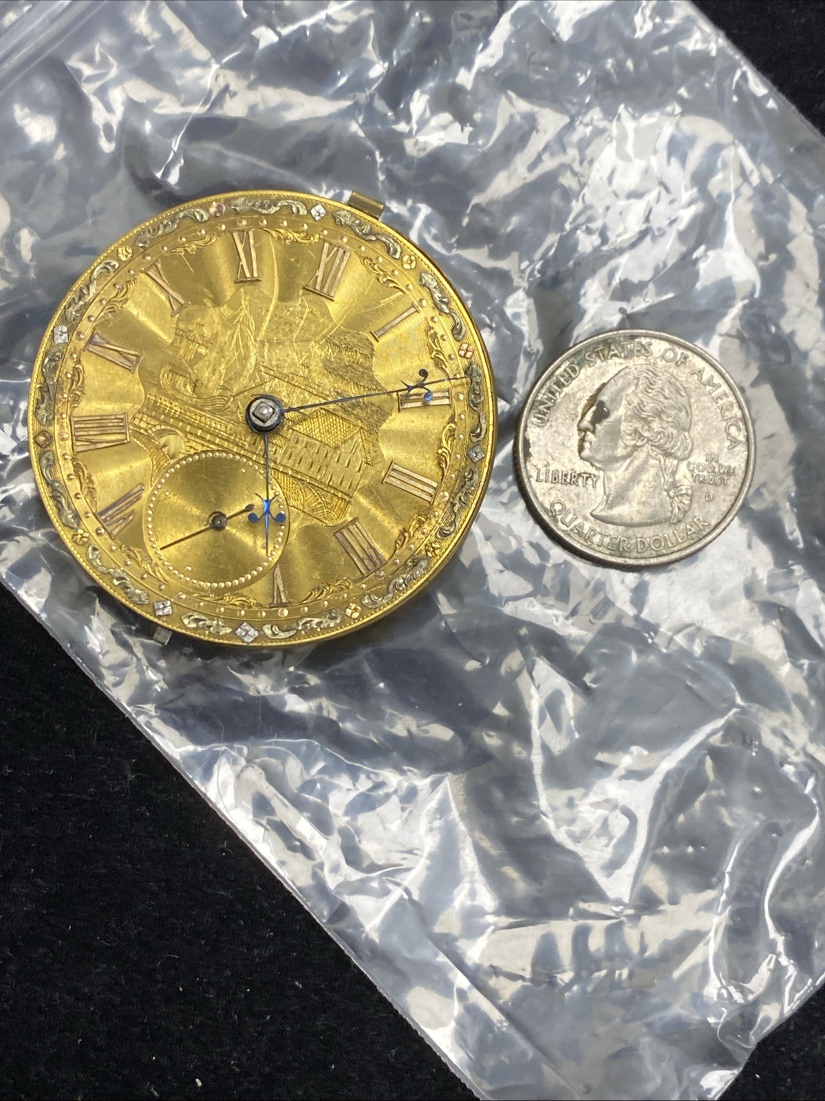 Collectible Harrison Verge Fusee Liverpool 24k Gold Dial Pwatch Movement