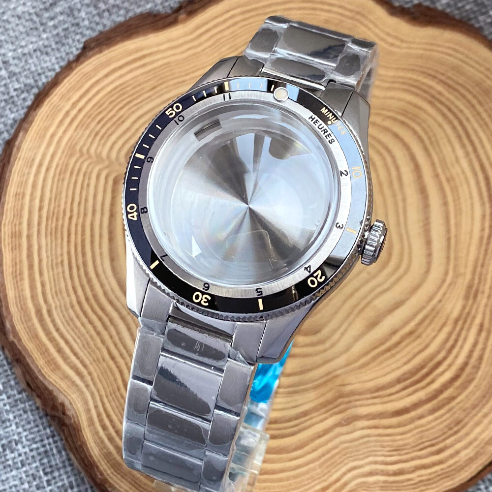 42mm Brushed Watch Case Bracelet Fit NH35 NH36 Sapphire (case+strap+dial+hand)