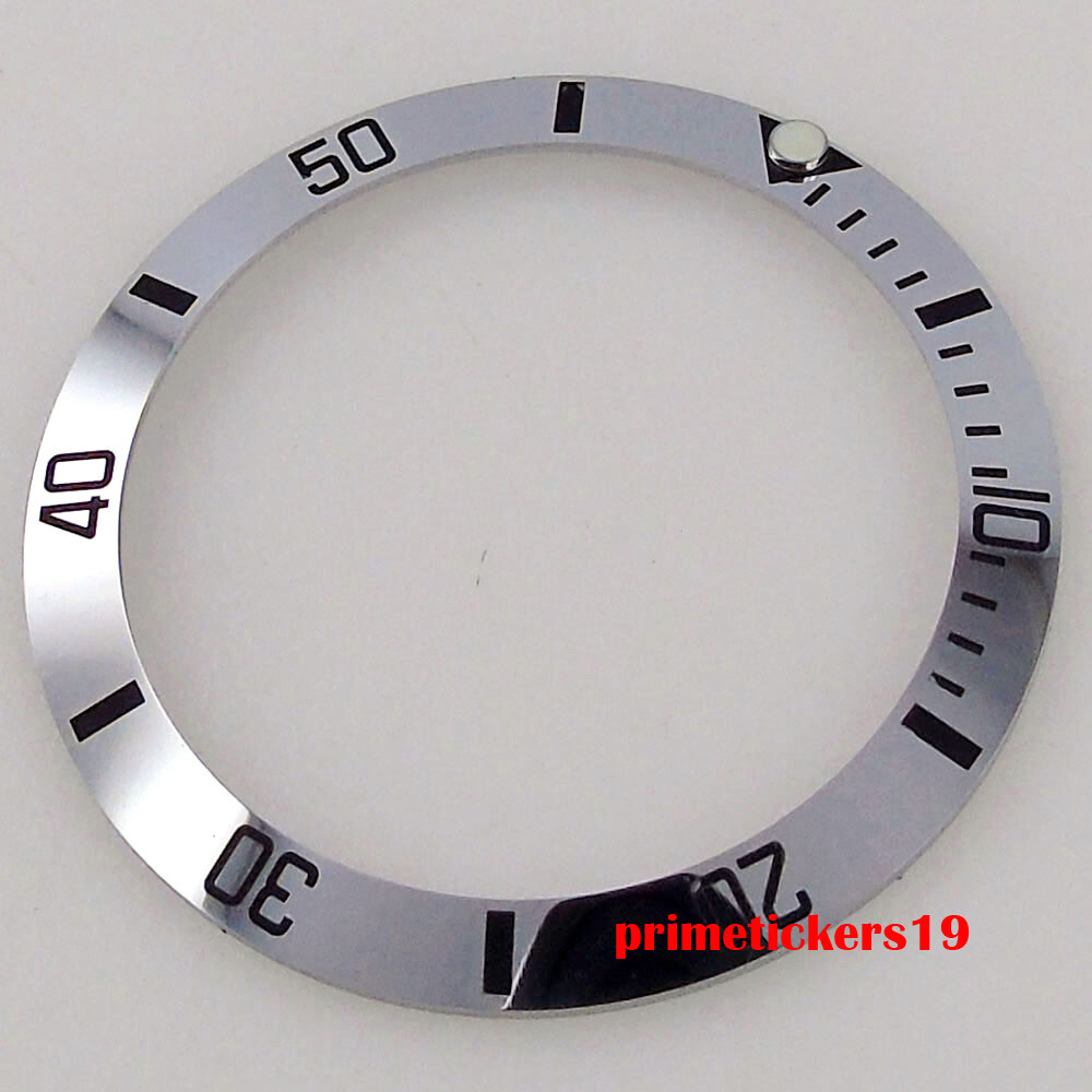 38mm*30.6mm Sloped Steel Watch Bezel Insert Ring Shiny Fit 40mm SUB Watch Case