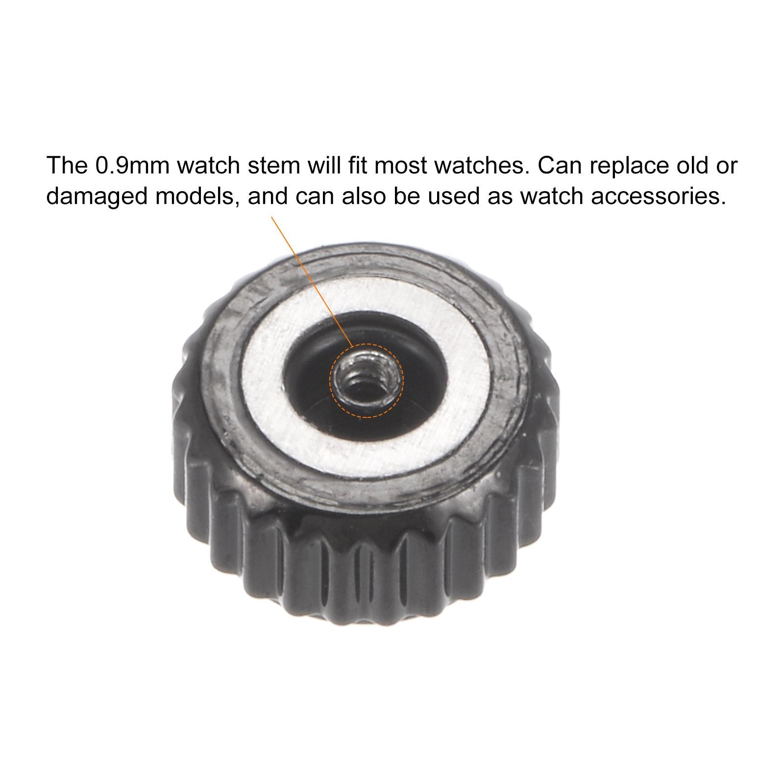 2Pcs 3.5×6.5mm Watch Crown SUS304 Flat Head Short Stem Watch 2.5mm ID Black