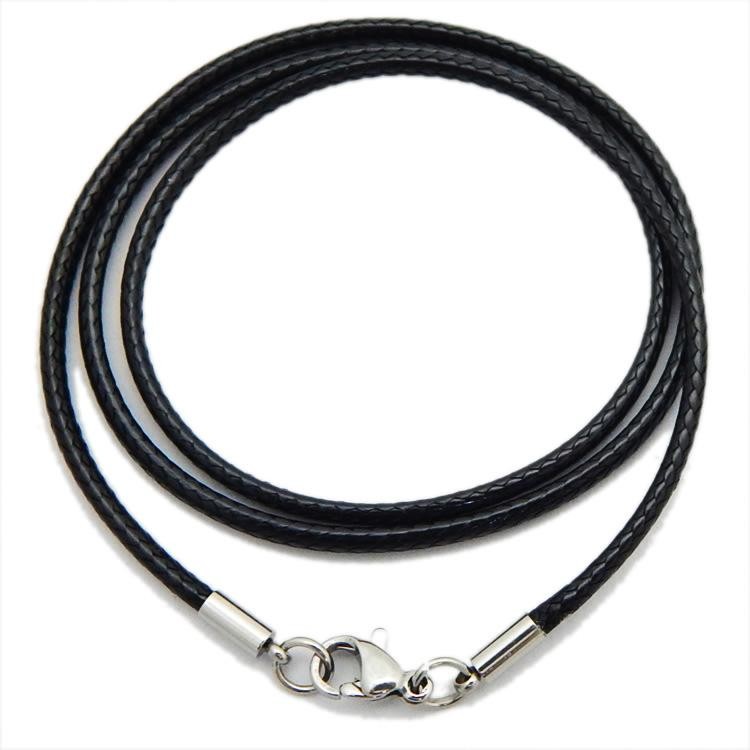 1/1.5/2/3mm Genuine Black Leather Necklace Cord for Diy Stainless Steel Neck Bra
