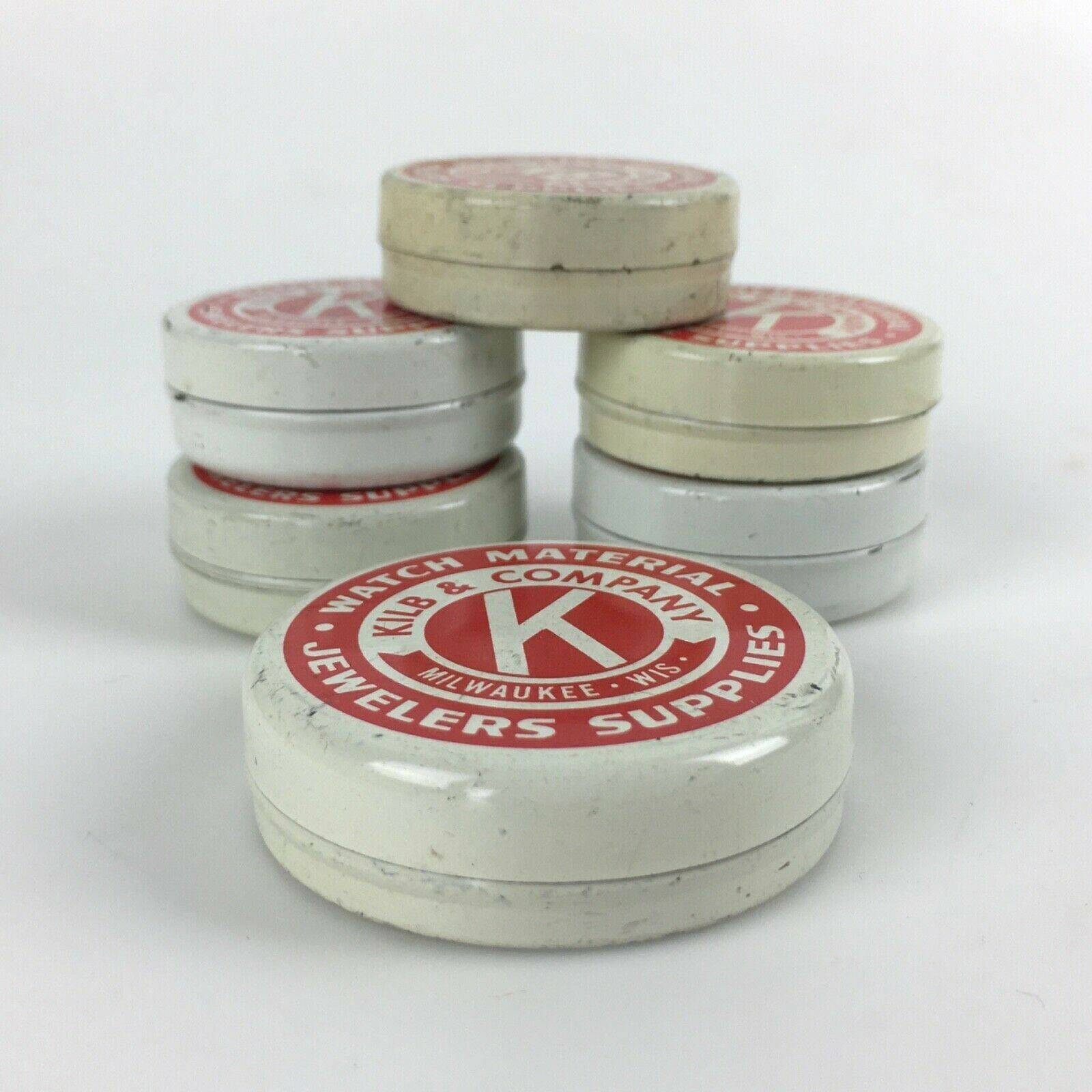 KILB BECK K Watch Jeweler Tins Lot 6 Metal Milwaukee WI Parts Vtg Advertising