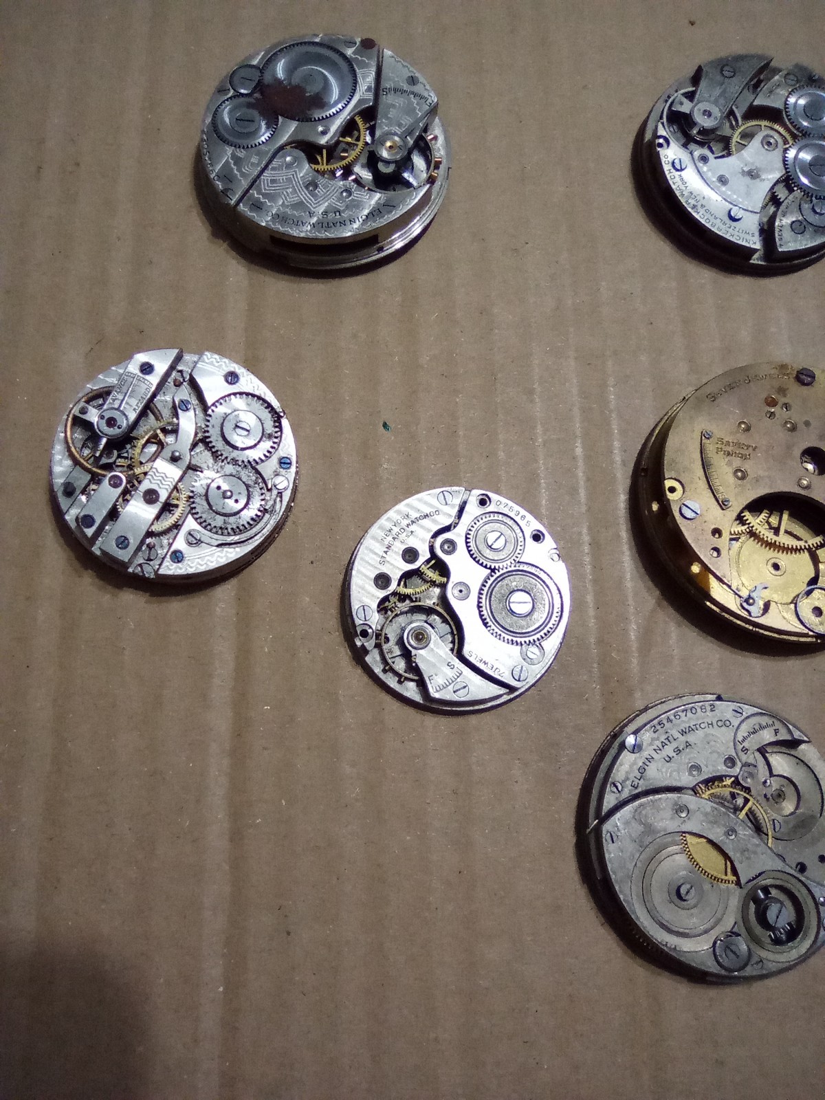 VTG Elgin,Waltham,Nickerbocker Pocket Watch Movements Parts Repair Lot Of 9
