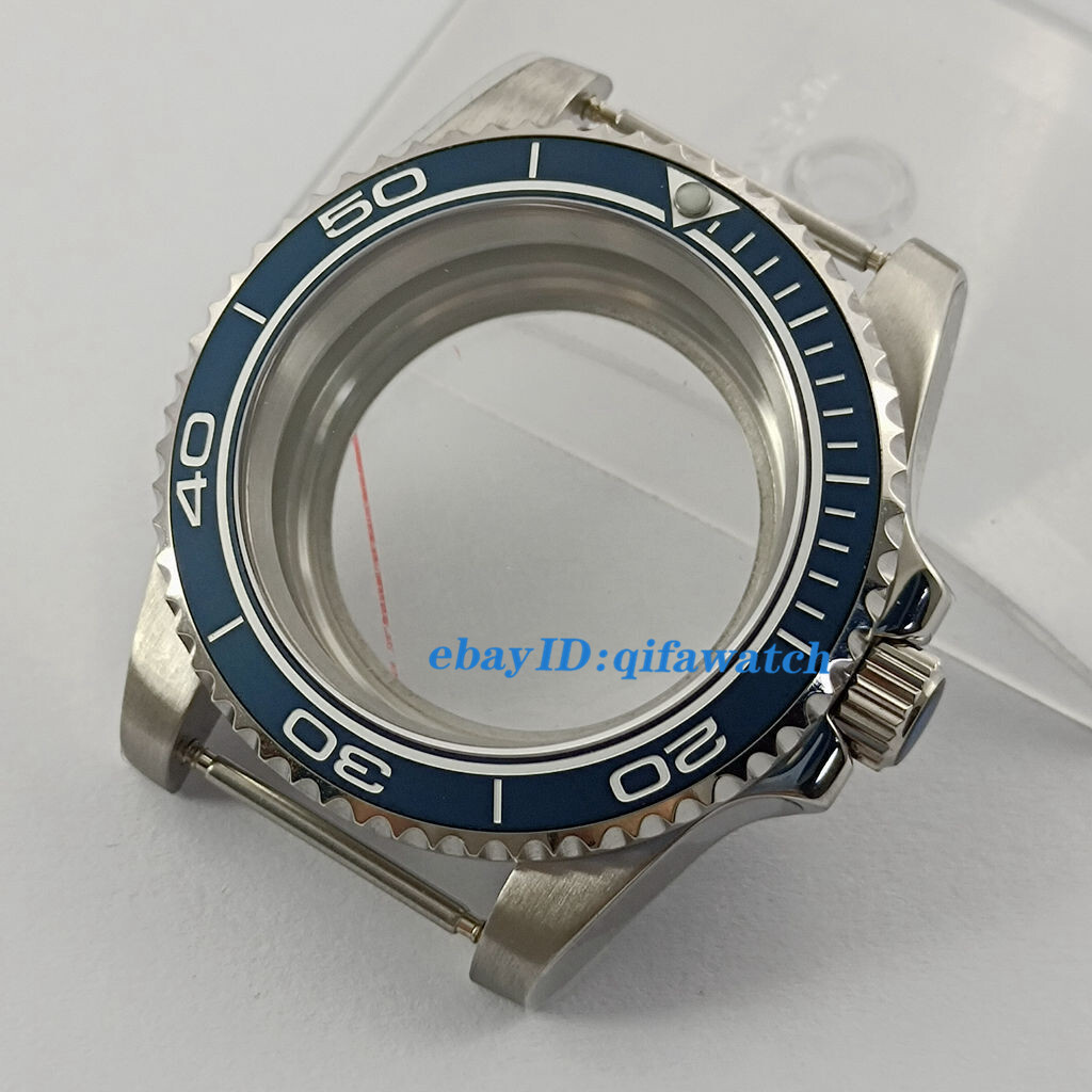 40mm silver Watch Case Sapphire glass Ceramics Bezel Fit NH34 NH35 NH36 movement
