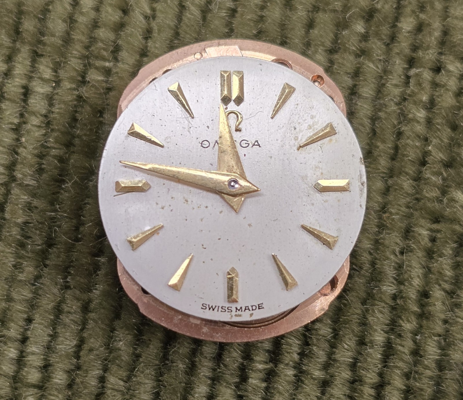 Vintage Omega Cal. 244 Watch Movement 17 Jewels 19mm Dial Hands For Parts Repair
