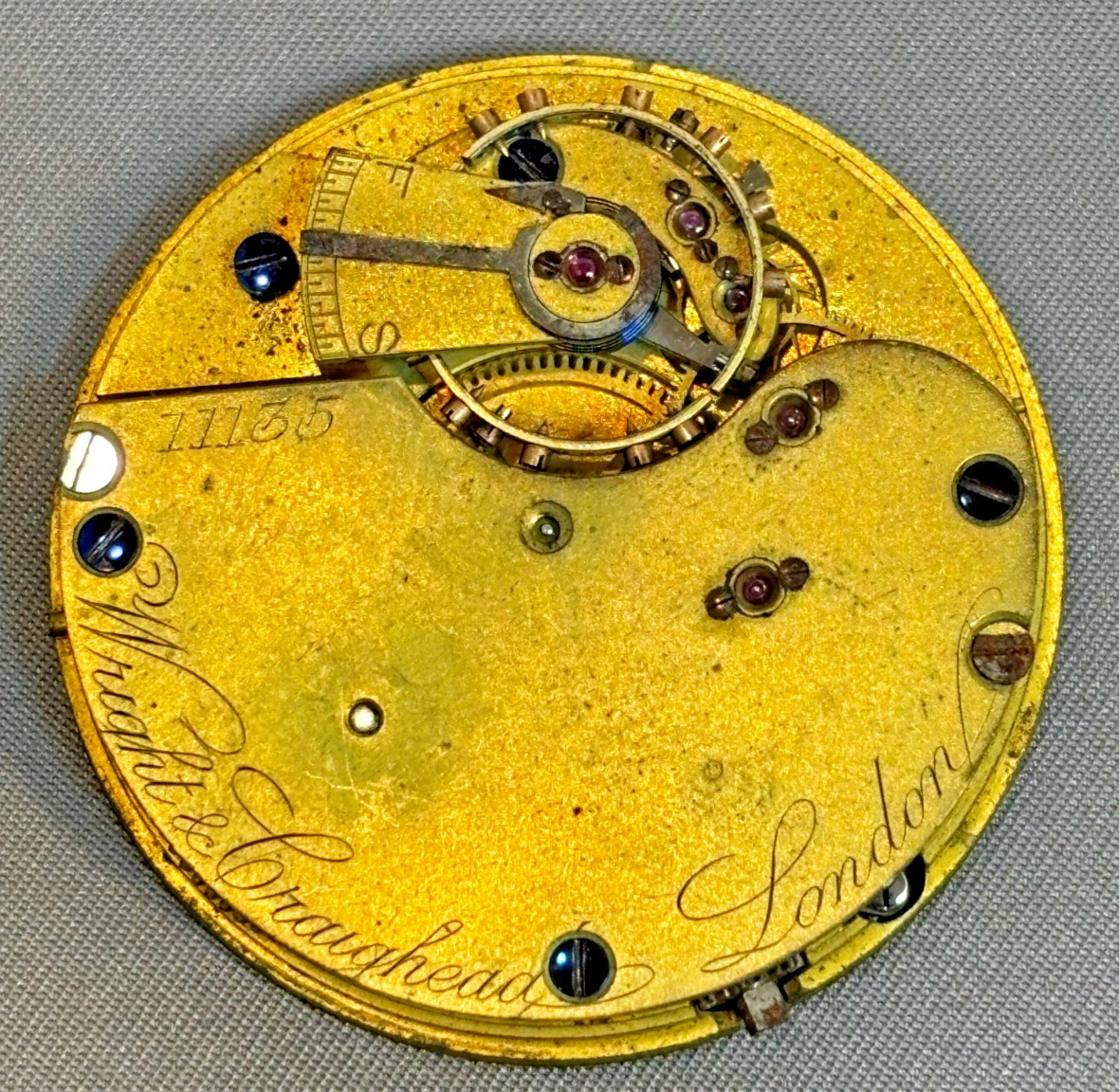 Antique English Lever Pocket Watch Movement Wright & Craighead for Restoration
