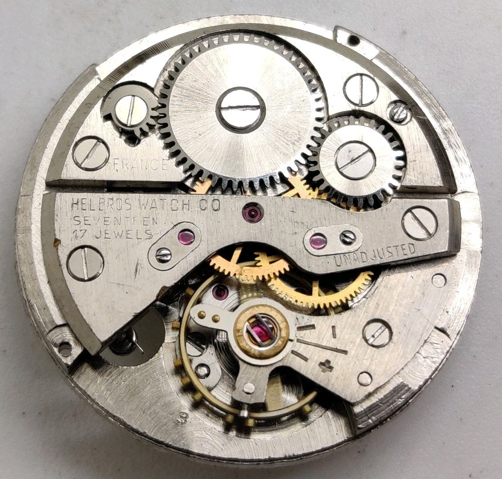 Vintage Helbros Jeambrun 26D 17 jewel wrist watch movement running