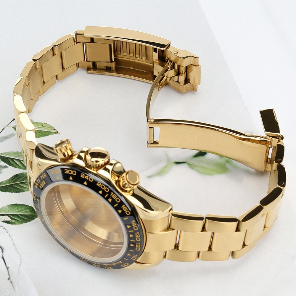 STEEL ROSE GOLD 39mm Diver Watch Case Bracelet Sapphire For Seiko VK63 Movement
