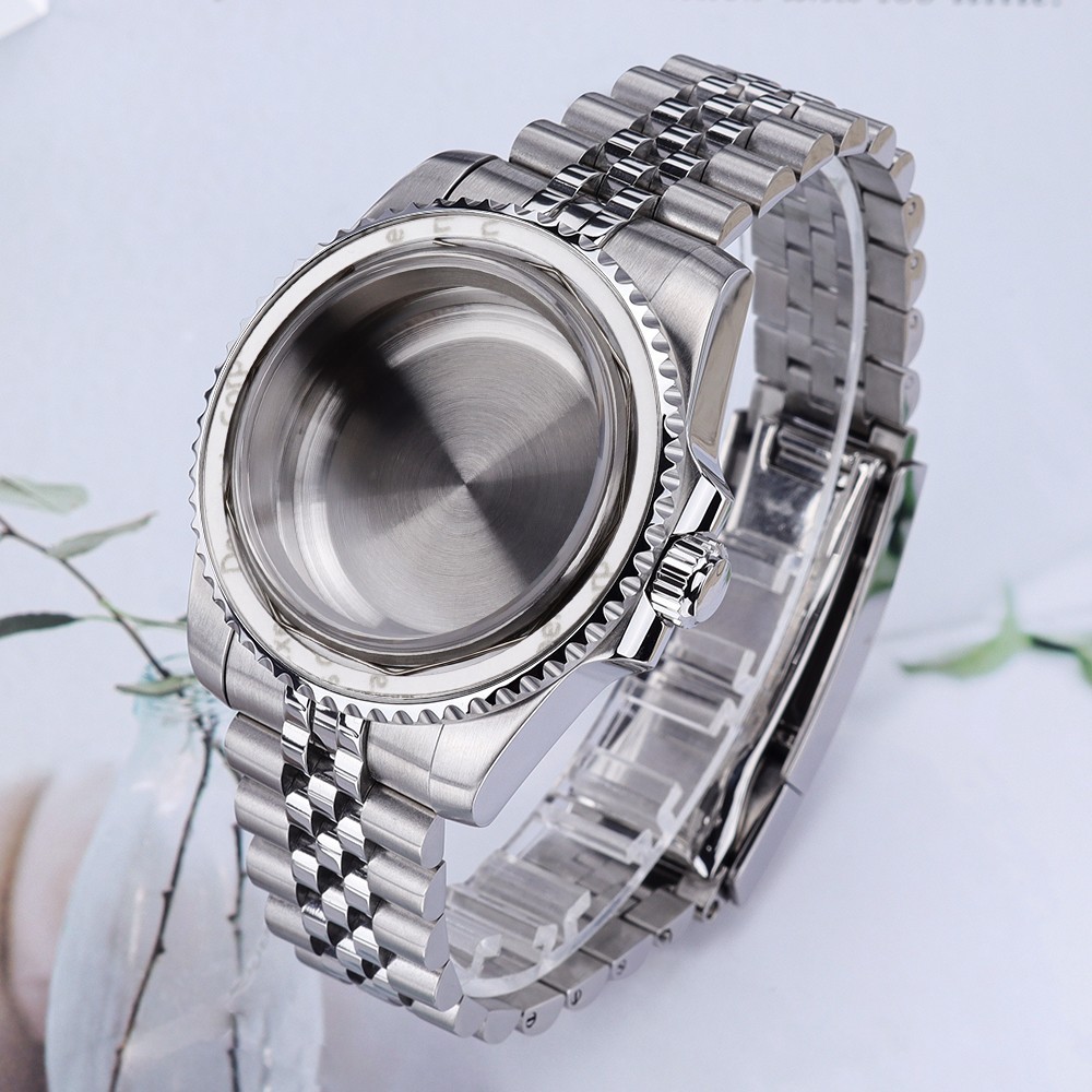 FEIYASHI 40mm Oyster GMT Aviator Watch Case Bracelet Pepsi Bezel For Seiko NH35