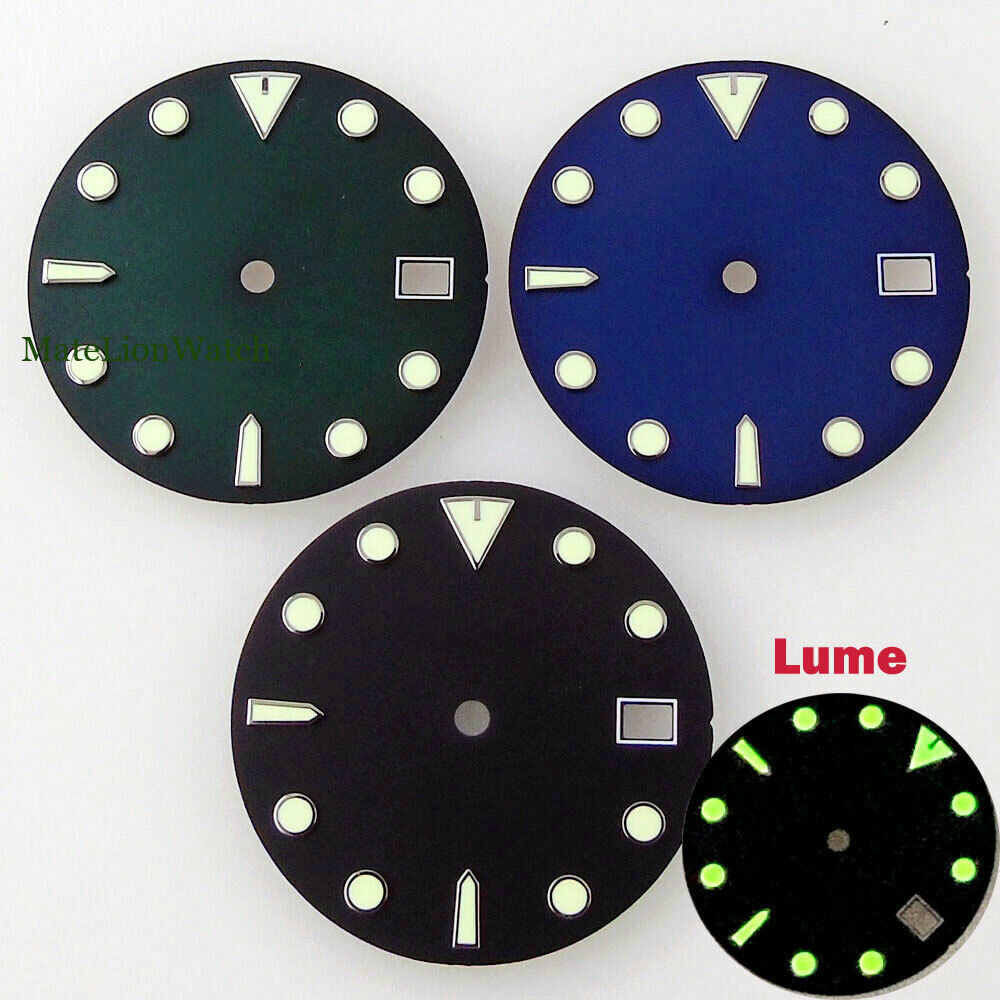 29mm For NH35/NH35A Sterile Watch Dial Date Window Black/Blue/Green 3/4 o’clock