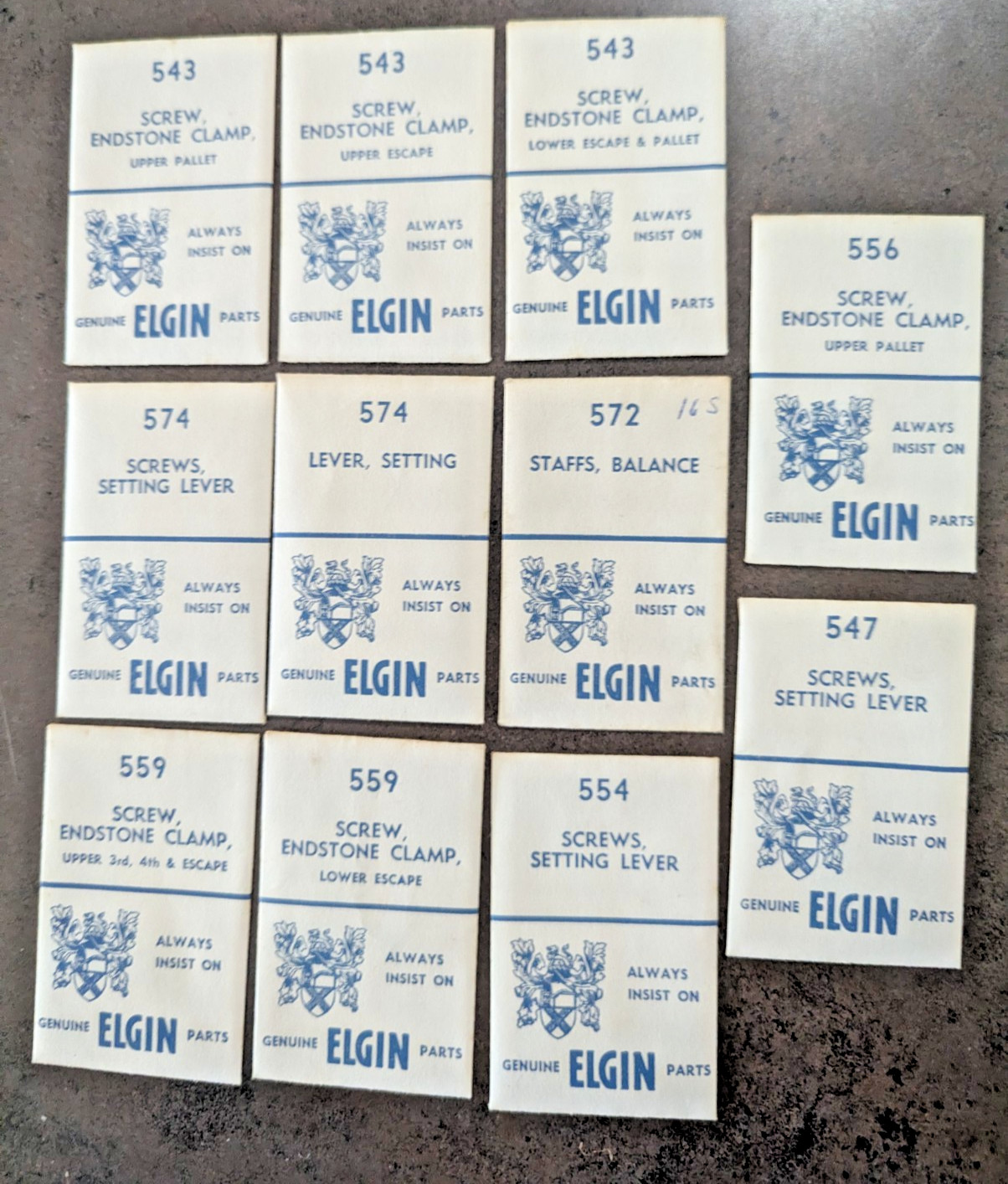 Lot Of Assorted Vintage Elgin 543, 574, 572, 556, 547, 559, & 554 – Parts Only