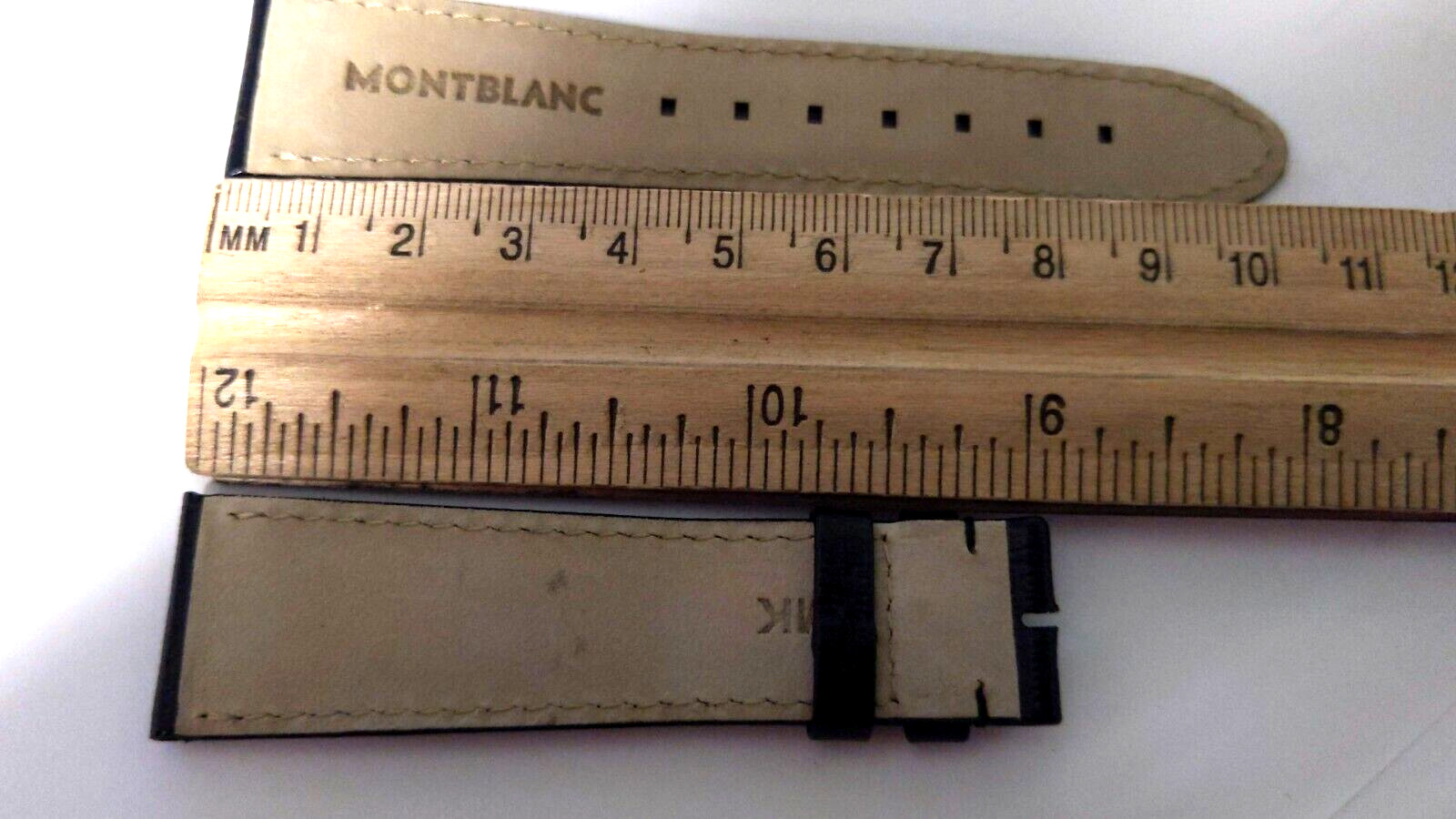 Montblanc Band BLACK with BLACK stitch, LEATHER with soft underside.genuine,22mm
