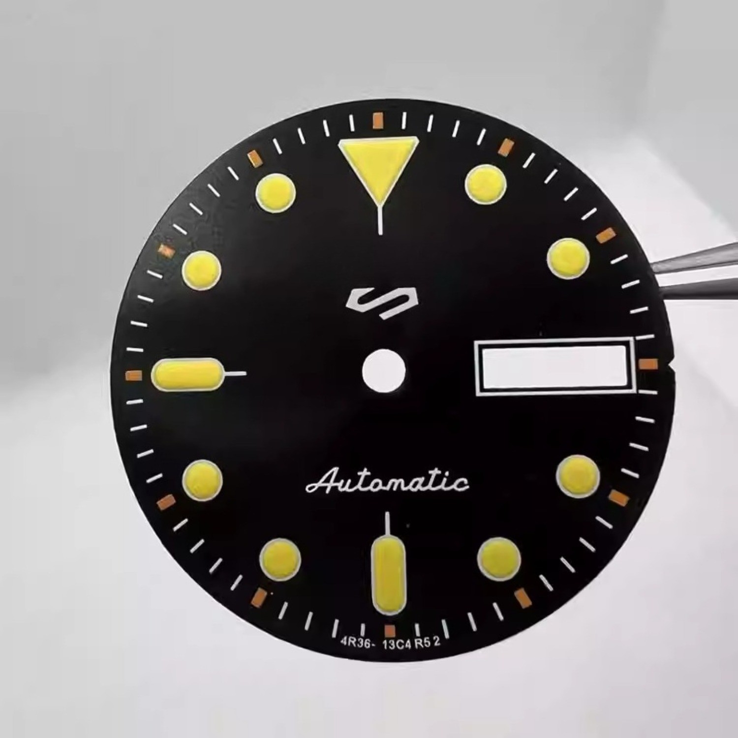 NH35 Dial 28.5mm Retro Printed Orange S -LOGO Green Lume Fit NH35/NH36 Movement