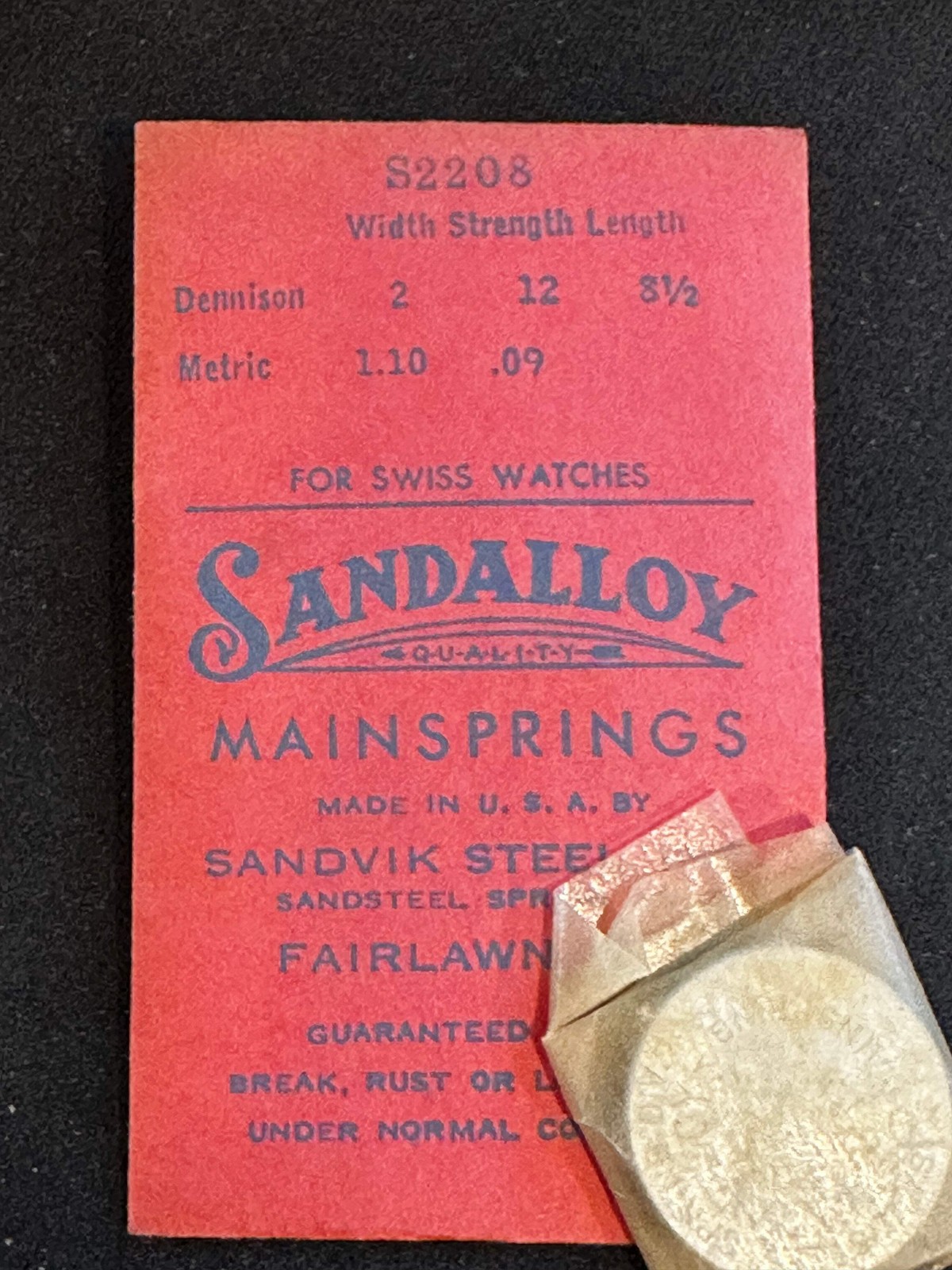 Sandsteel Sandalloy Mainspring S2208 for AS 555, 815, 846, 869, 878, 885, 921, 1
