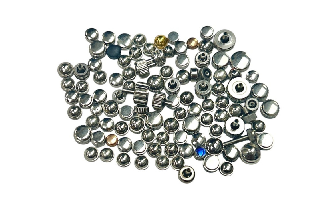 Vintage Watch Crowns Lot of 100- Swiss made – Silver Tone