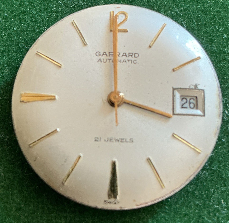 Vintage Men’s Garrard Watch Automatic Face And Movement 21 Jewel Cal 2472 S/r