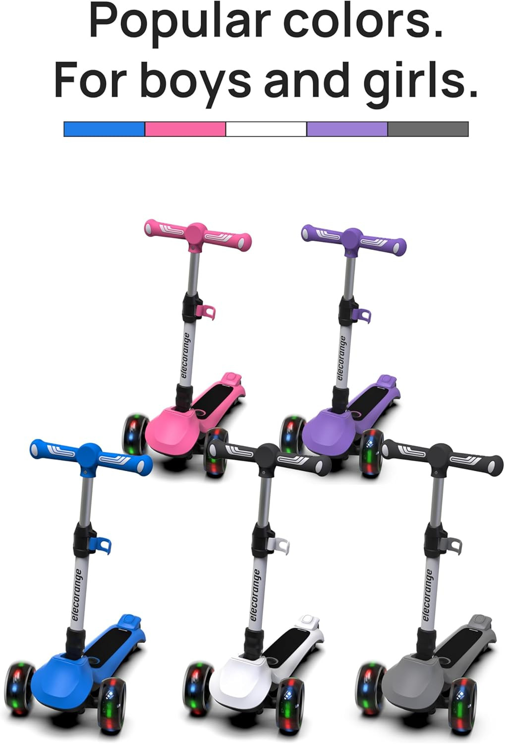 T200/T500 Balance Electric Scooter for Kids Age 4-9, 2 Types Front Wheels, Elect