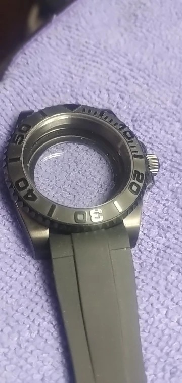 40.5mm Watch Case GMT Sapphire Glass Gold Black NH34 NH35 NH36 Mens Ring Kit