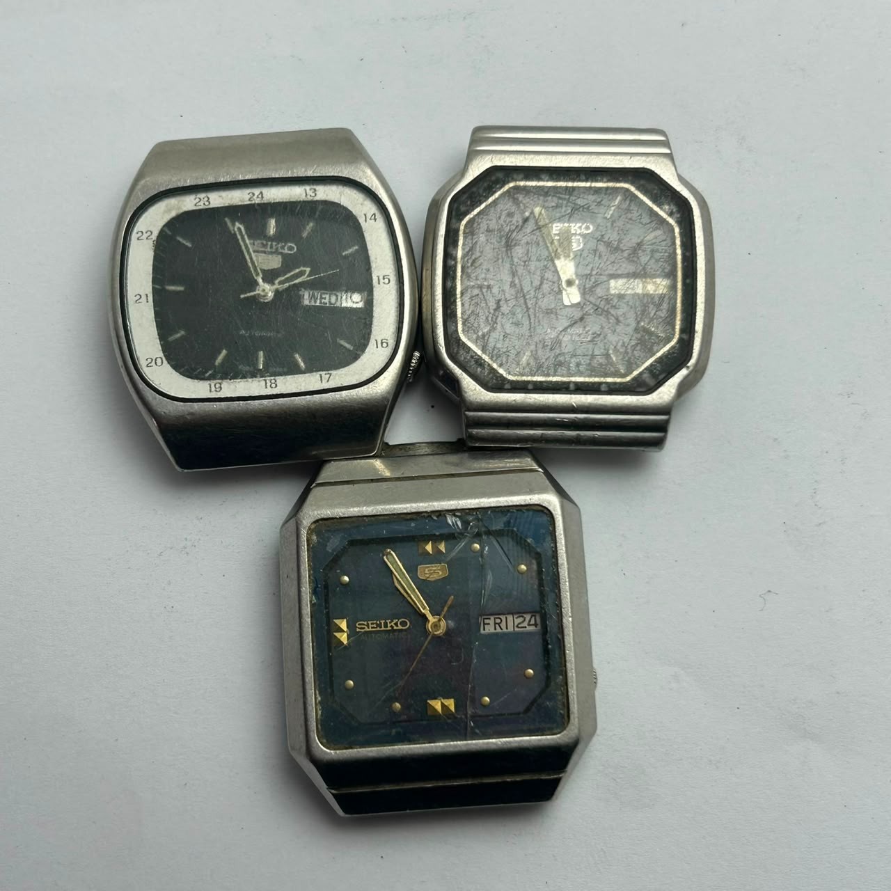 Lot Of 5 Seiko 5 Automatic 6319A 7009A Vintage Men’s Watches For Parts