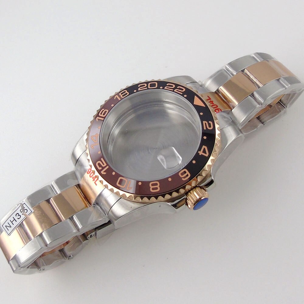 Rose Gold Watch Case for NH35A NH36A NH34 ETA2824 PT5000 MIYOTA Sapphire glass