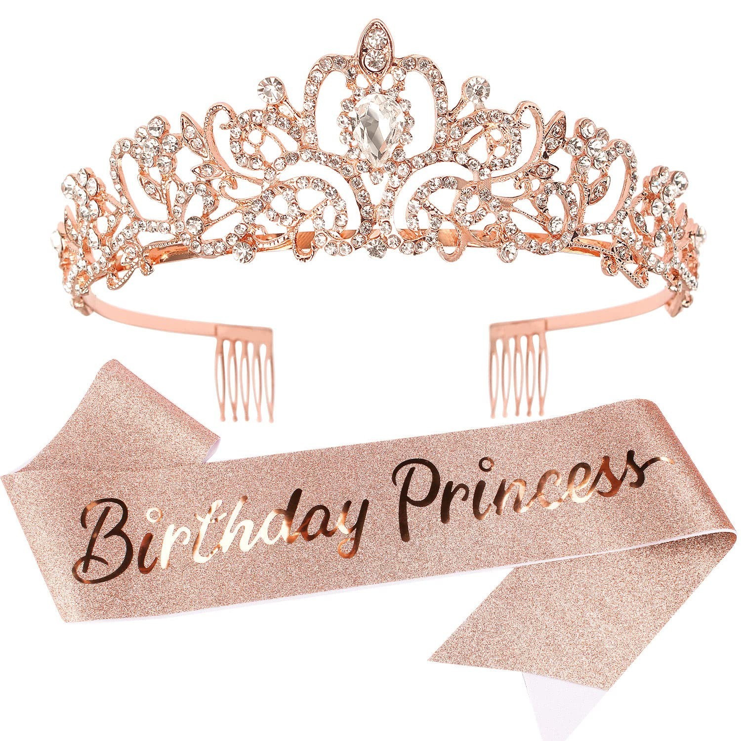 Crowns & Tiaras Set – Happy Birthday Decorations, Women’s Accessories rose gold