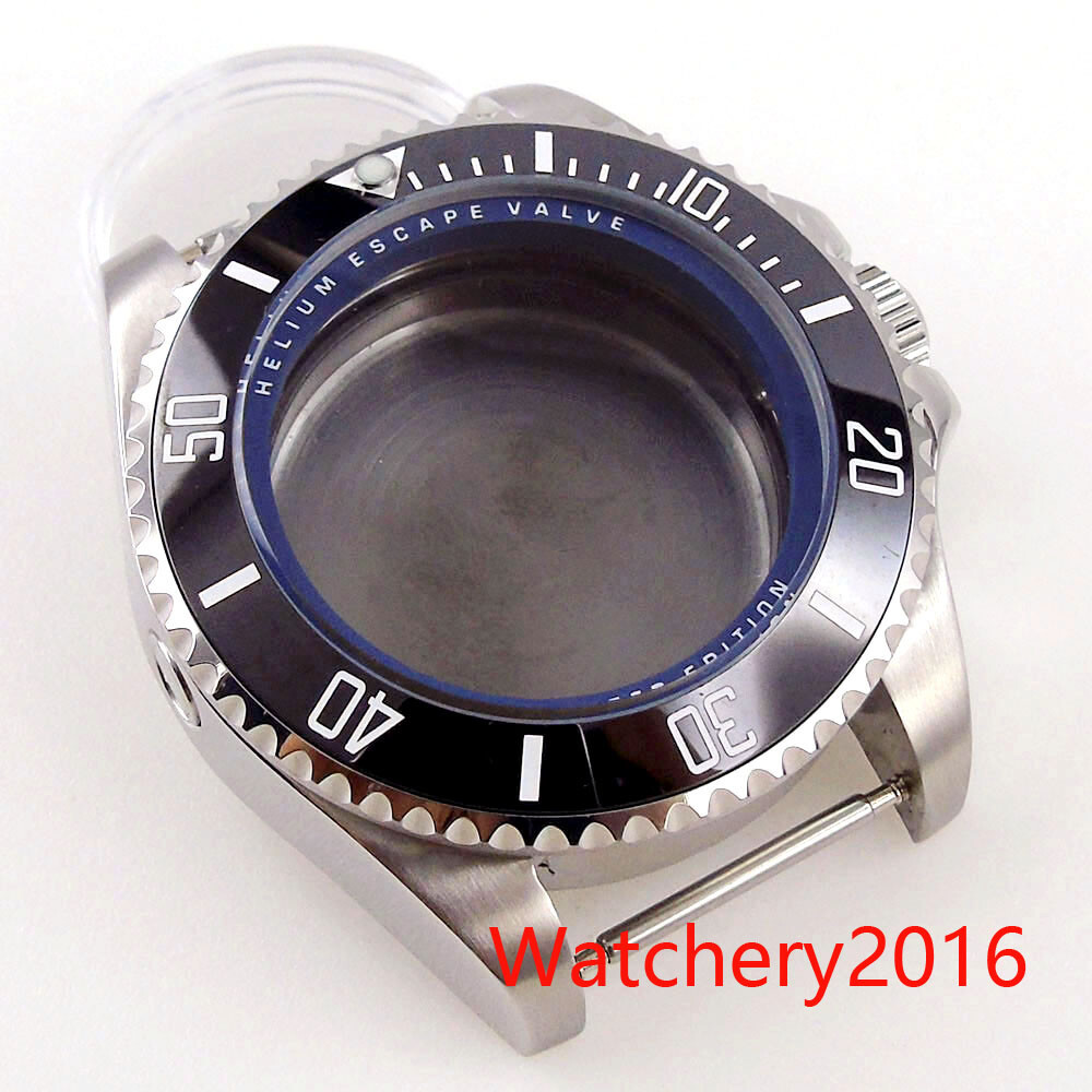 43MM Watch Part Blue Bezel Watch Case Letter Chapter ring Fit NH35 2824 Movement