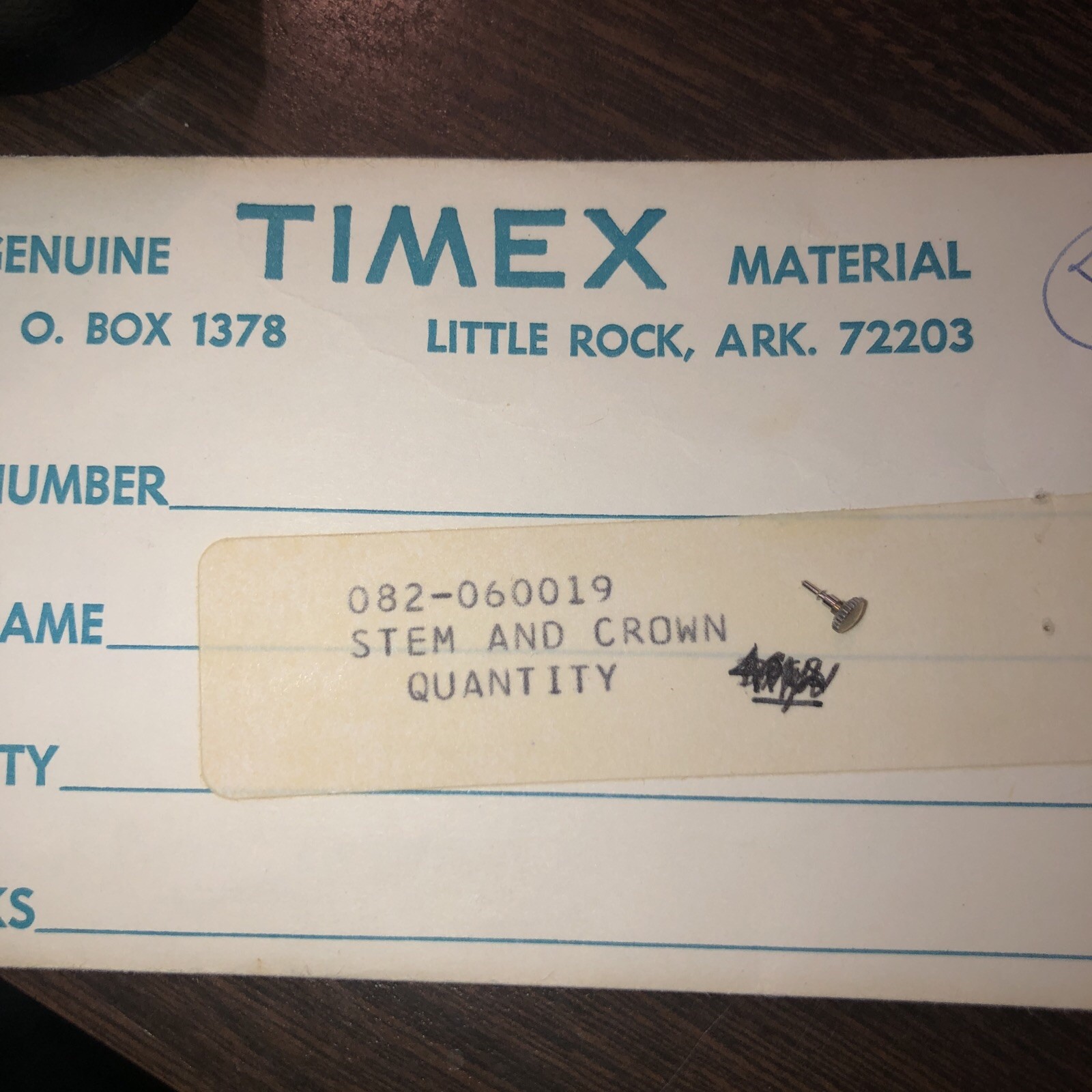 Genuine Timex Stem and Crown Assembly 082-060019 Silver tone