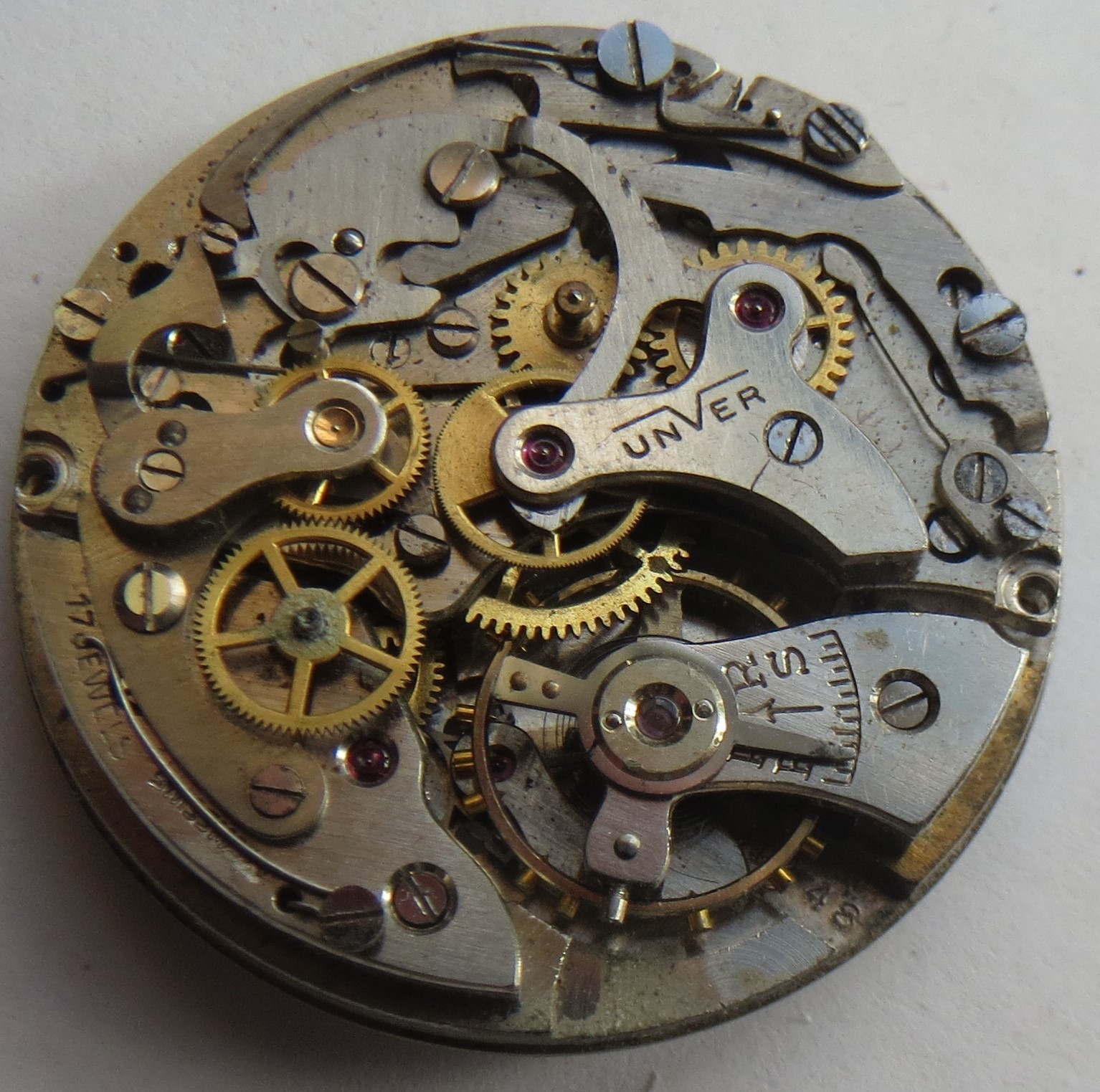 Unver cal. Landeron 48 chronograph mens wristwatch movement balance Ok.