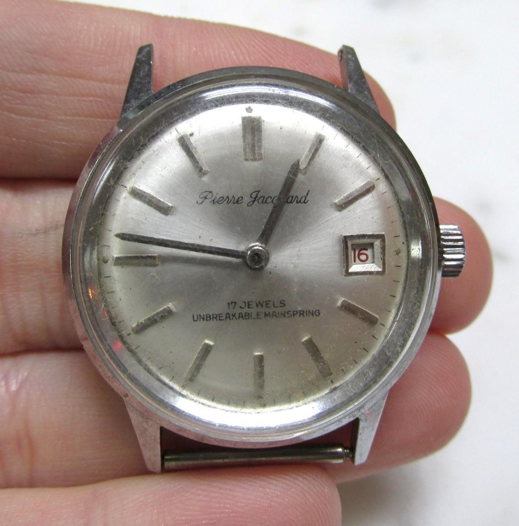 Vintage Pierre Jacquard Men’s Watch Movement & Dial; 17 Jewels ~ 2-C182