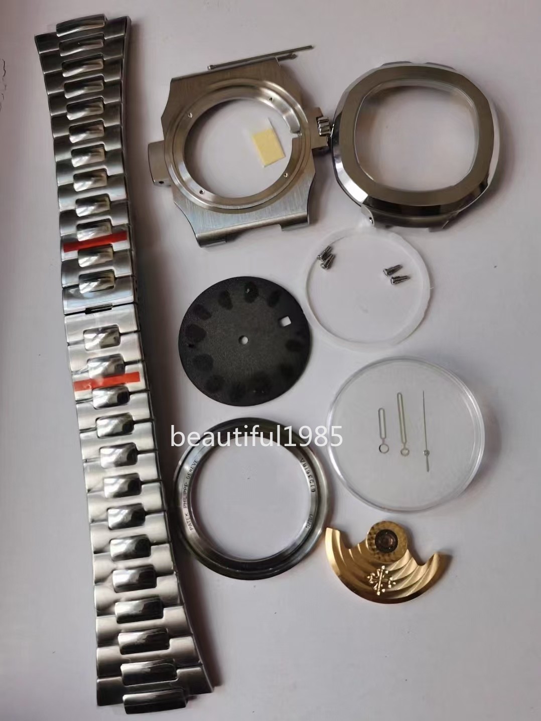 DIY Watch Part Kit for 2824 Nautilus 40mm SS Watch Case+Dial+Hands+Steel Strap