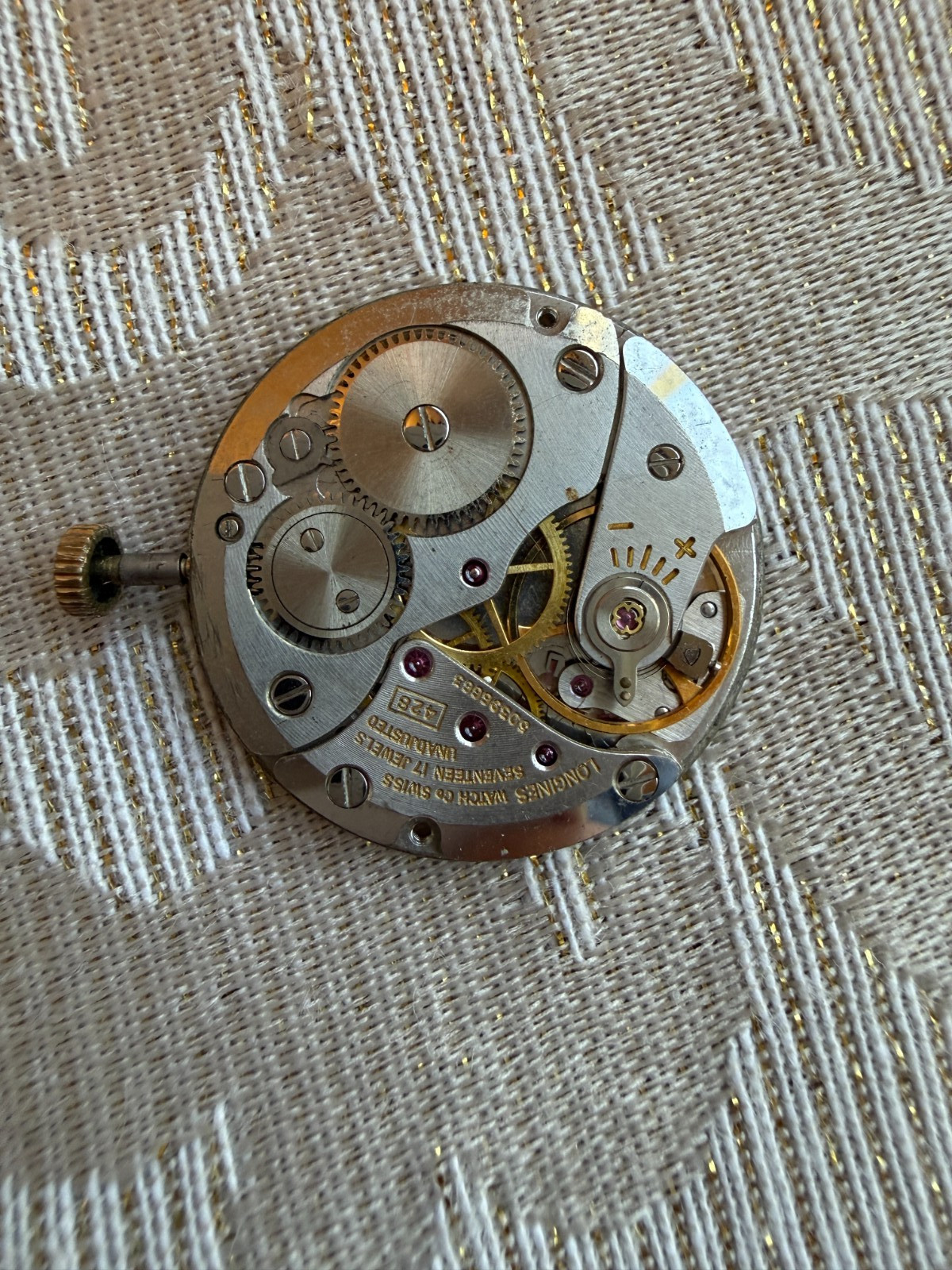Vintage Longines Cal 428 17J Manual Movement + Signed Dial Swiss Dress UNTESTED