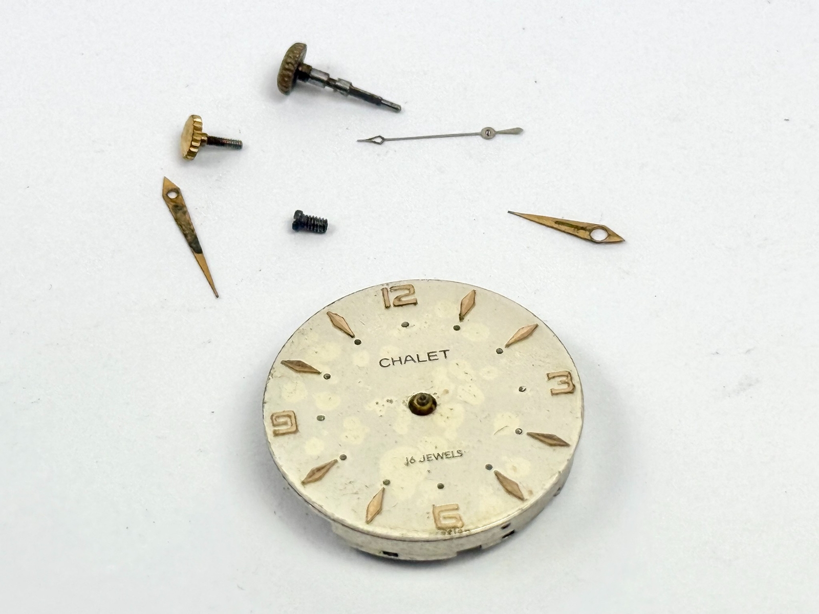 Chalet USSR 16-Jewel Mechanical Watch Movement Dial Hands Vintage Repair