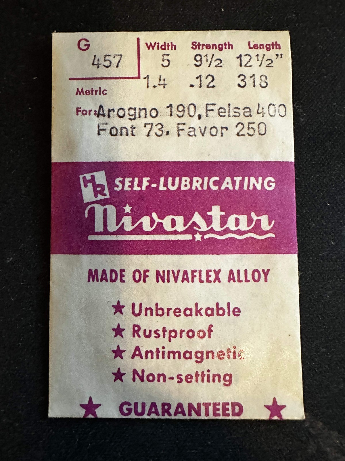 HR Nivastar Mainspring G457 for Arogno 190, Felsa 400, Font 73, Favor 250 – Allo