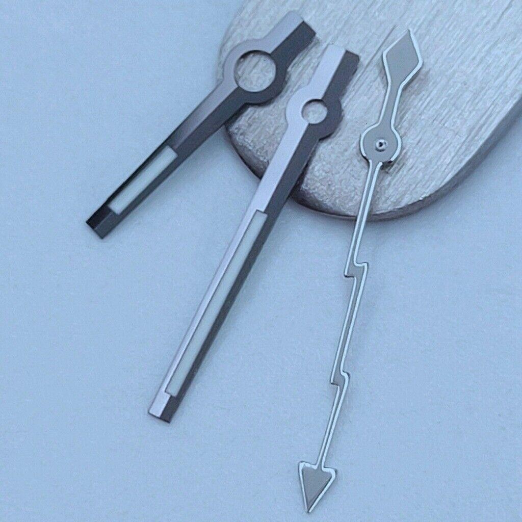 2 Sets Pack Silver Lightning Watch Hands with Black Trim for NH35 NH36 Movement