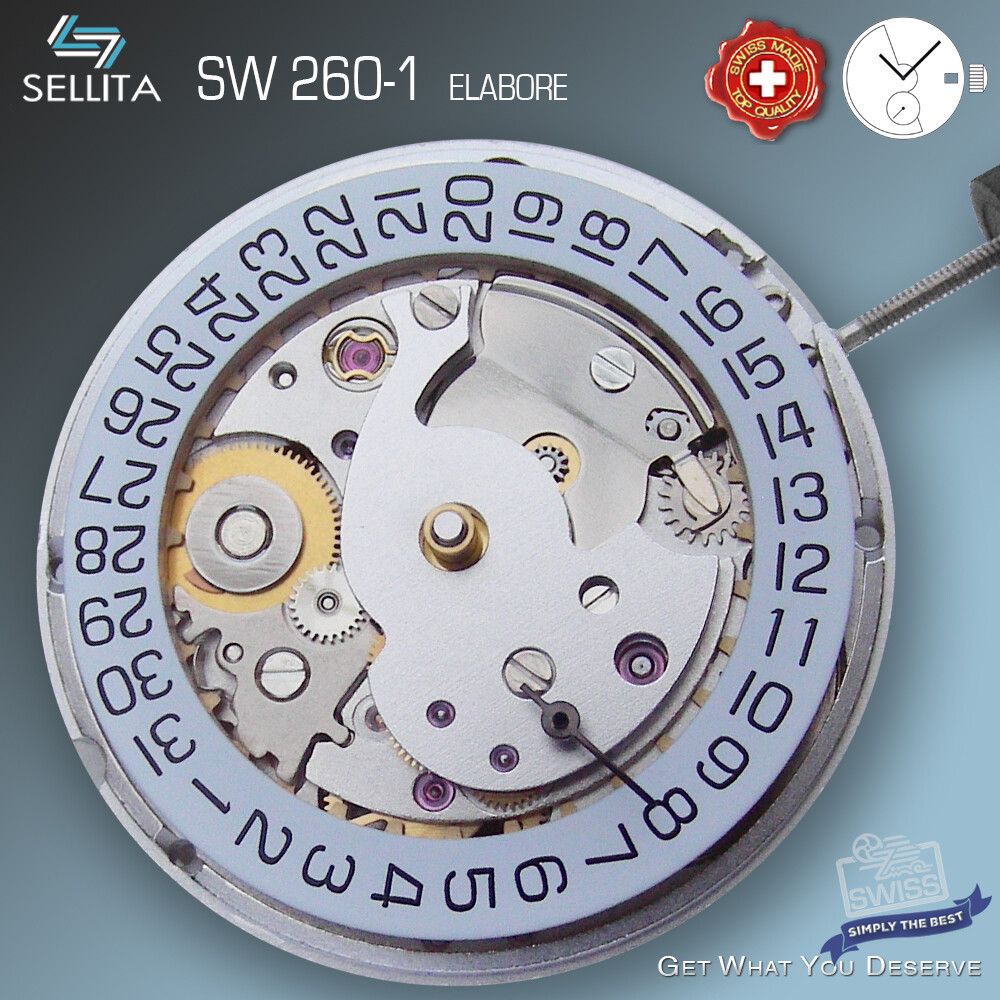 MOVEMENT SELLITA SW260-1 AUTOMATIC, SMALL SECOND 6H , RHODIUM