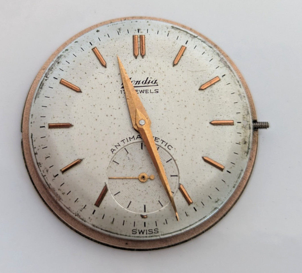 Mondia 17 Jewels Swiss Antimagnetic Watch Movement 33x33mm Parts Repair Dial