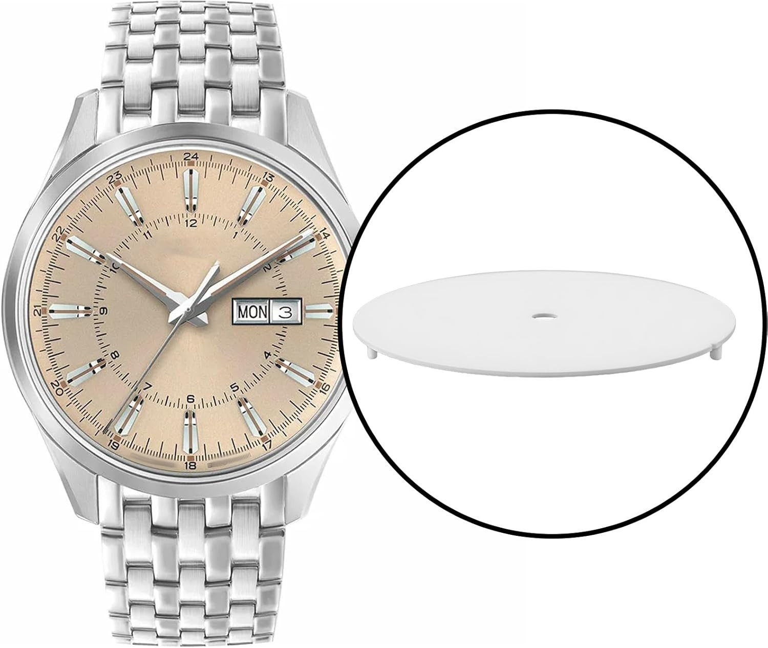 28.5Mm White Matte Watch Dial Stainless Steel Compatible with NH35 NH36 Movement