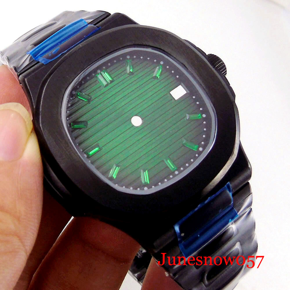 Square 40mm Black PVD Case With Watch Dial Fit NH35A NH36A NH34A Sapphire Glass
