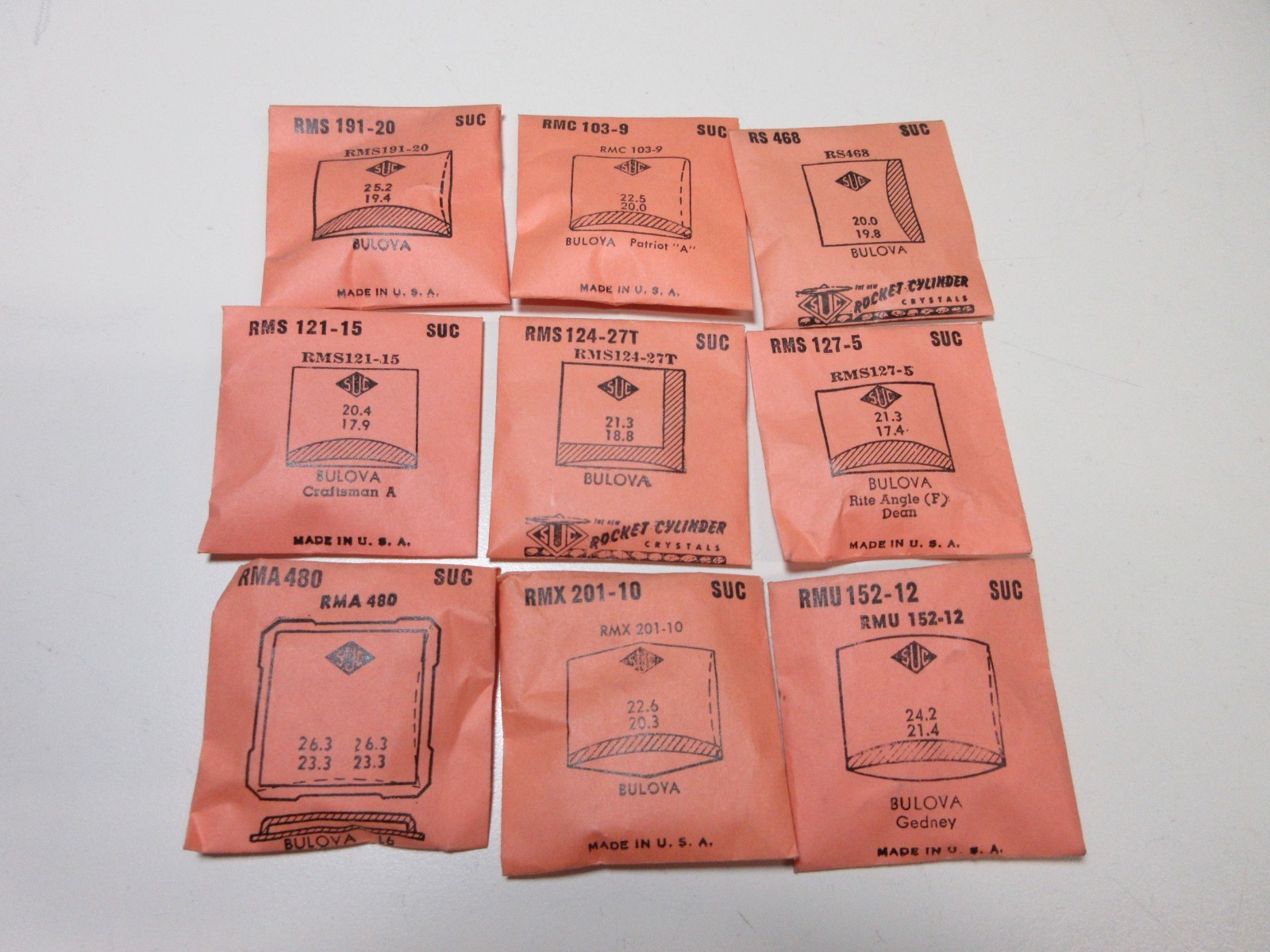 LOT OF SUC MENS FOR BULOVA WATCH CRYSTALS WATCHMAKER REPLACEMENT PARTS #23