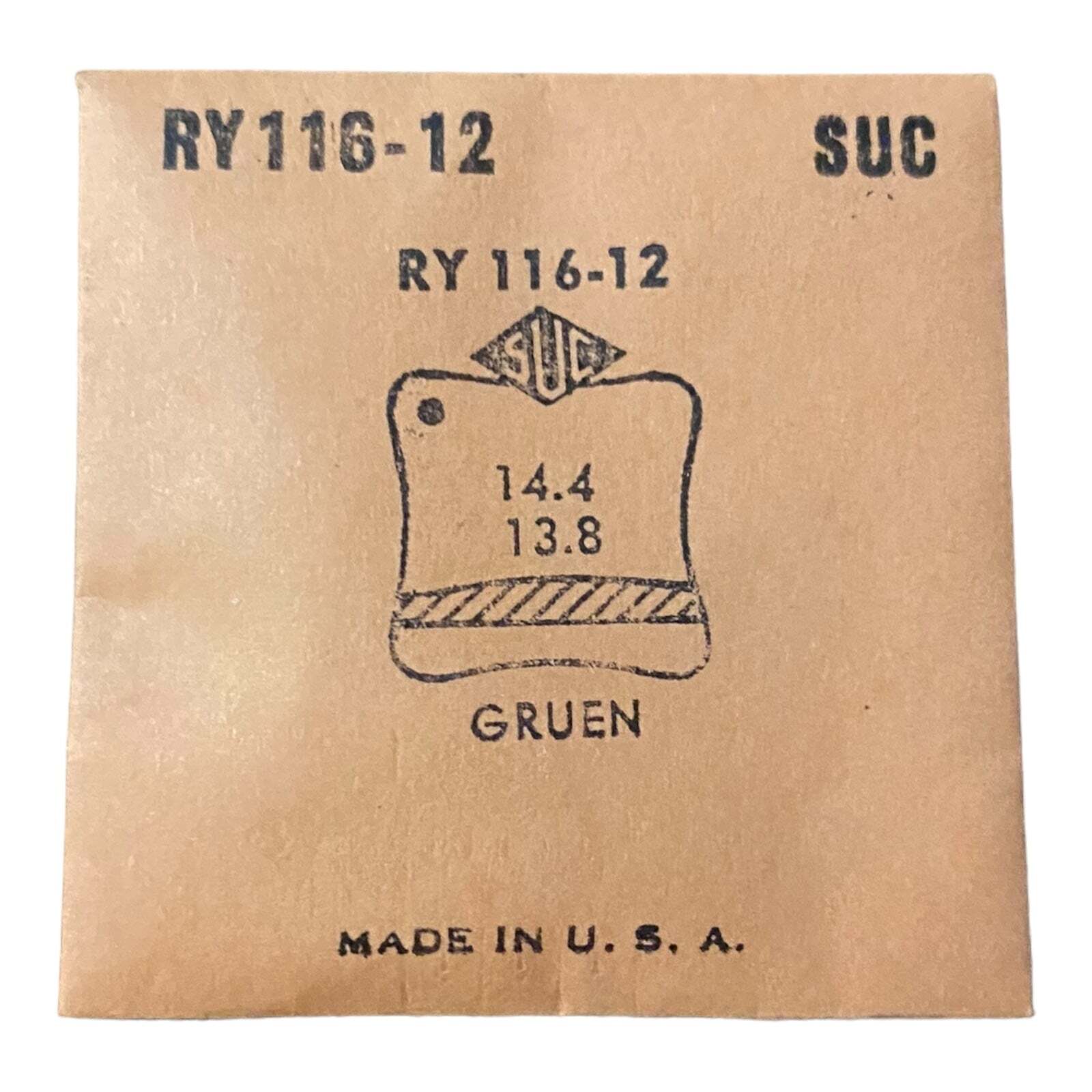SUC RY116-12 RY 116-12 Watch Crystal 14.4×13.8 NOS Part Rocket Cylinder Gruen