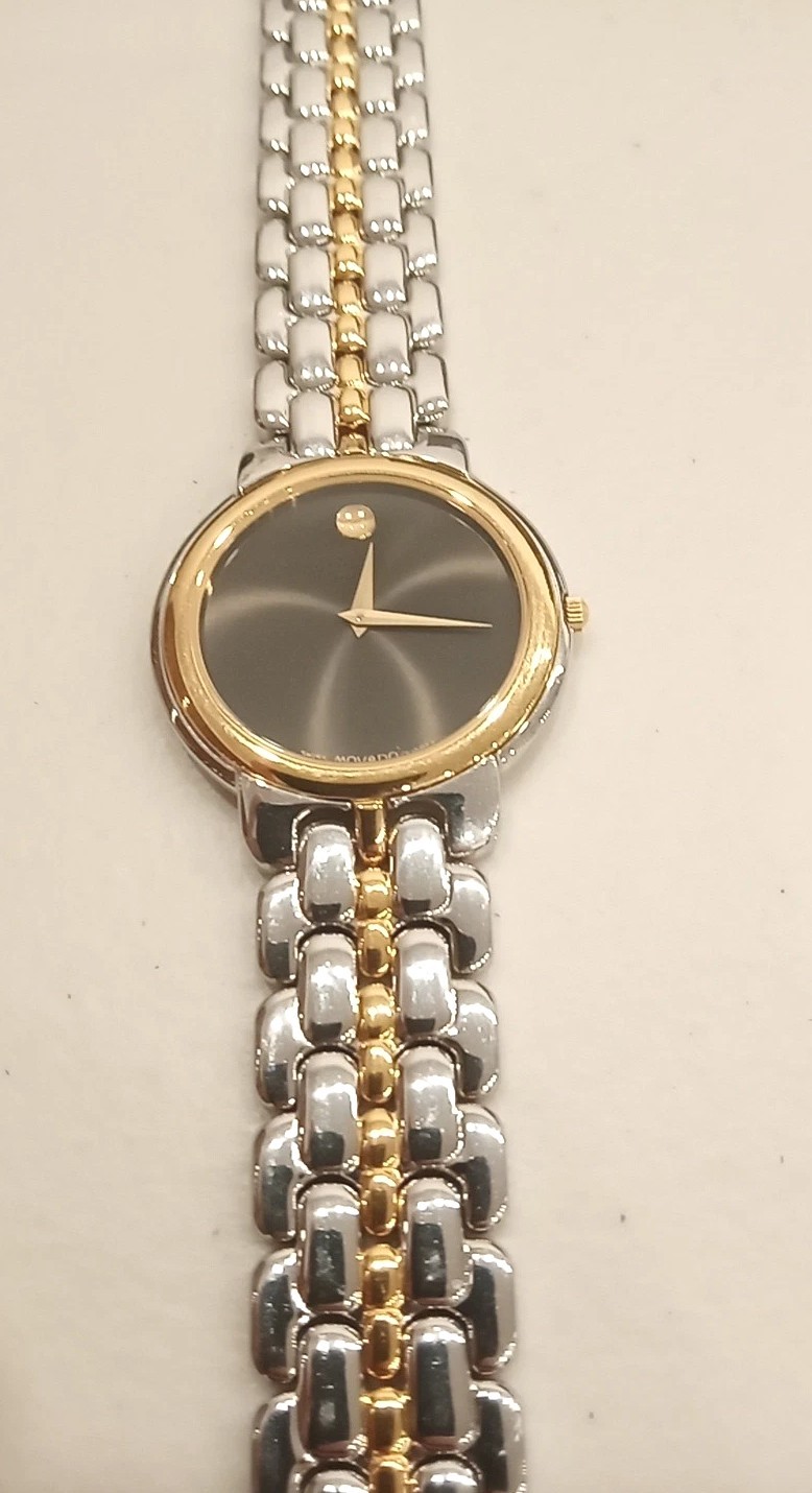 Swiss [N. MINT] Movado Men’s Two Tone Watch New Battery 81.A2.873.1