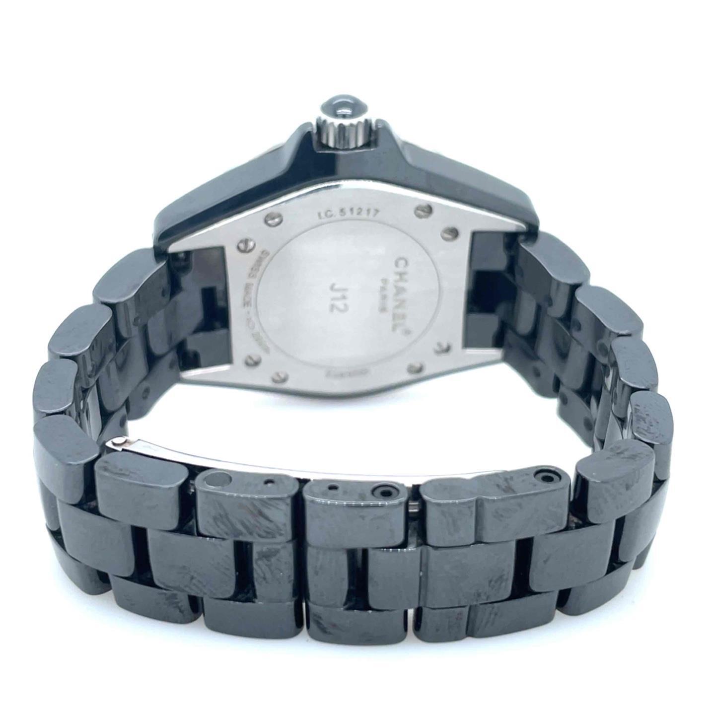 Chanel J12 Quartz 33mm Ceramic Factory Diamond Bezel Black Dial Ladies H0949